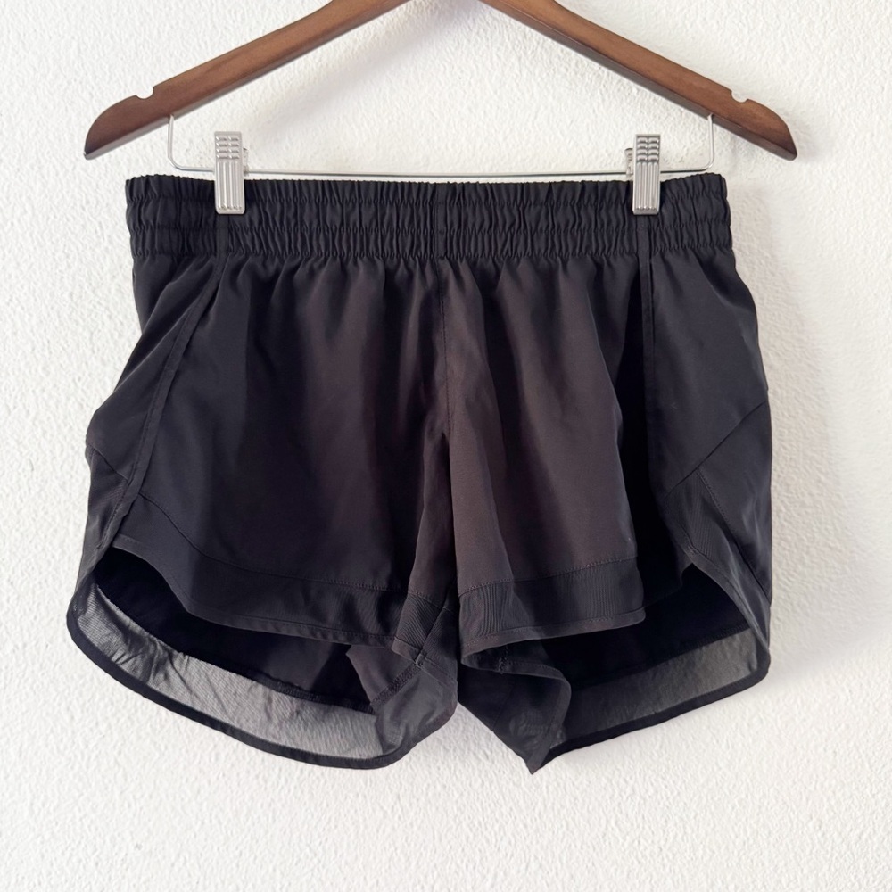 Athleta Black Mesh Racer Run Short Like New Sporty Chic Athleisure Performance - Picture 2 of 16